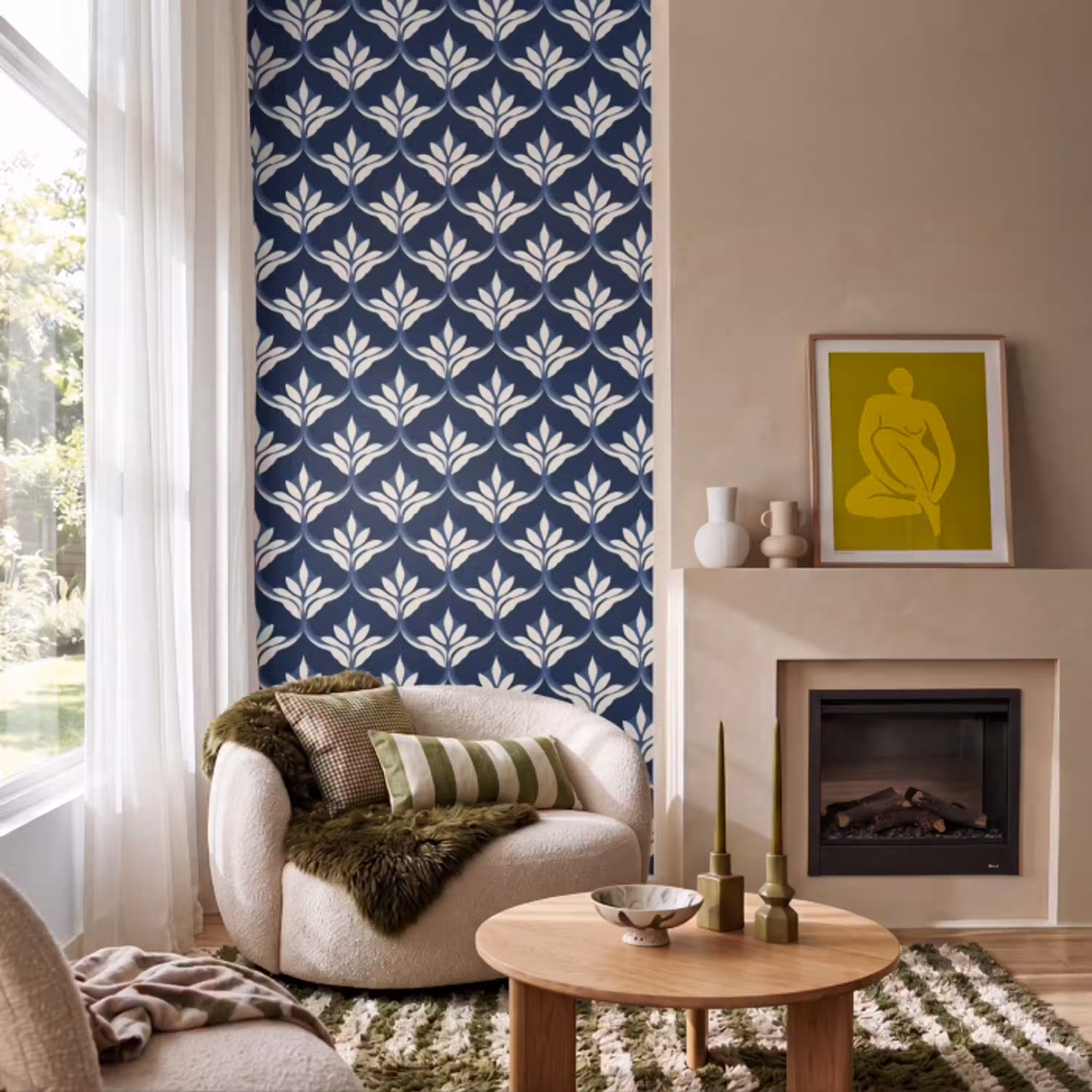 Modern - Ontwerp - Blauw Behang Vlies klein 1076 -sfeer2