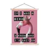 Flamingo - Roze - Vogel - Decoratie textielposter latten blank klein -3d