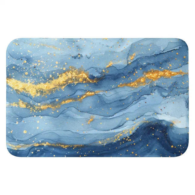 WC Mat - Watercolor - Blauw - Kunst - Goud - Luxe - Modern