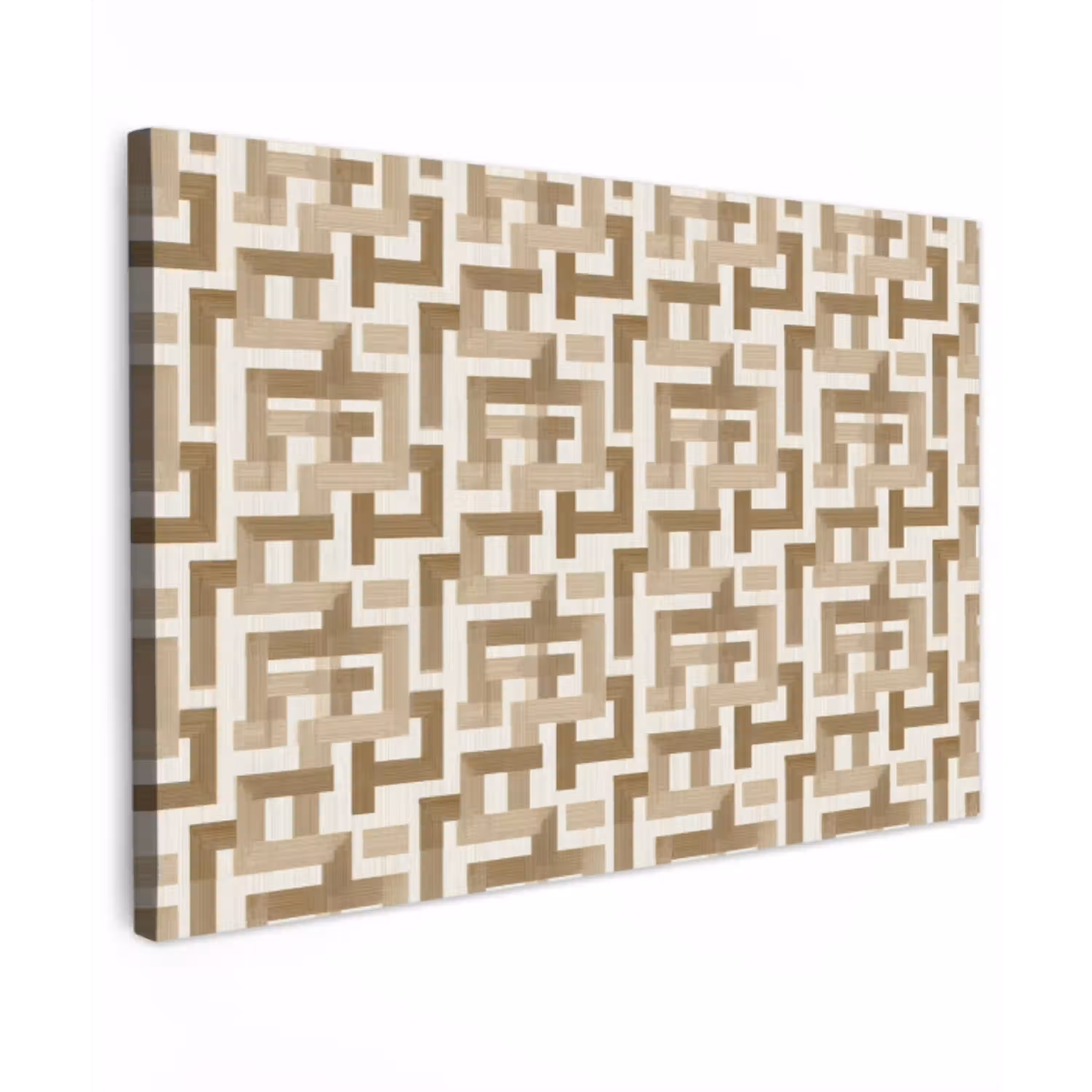 Geometrisch - Retro - Bruin Tuinposter op houten frame 2 cm dik klein 845 -3d