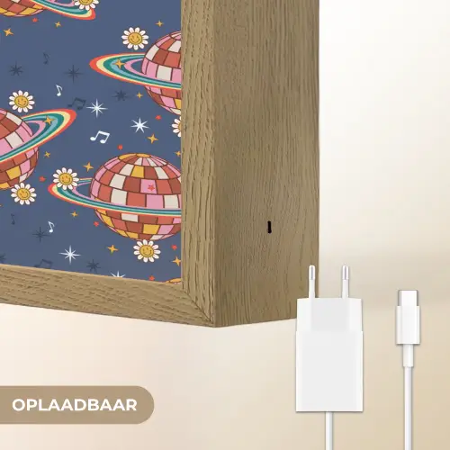 Disco - Blauw - Patroon Light Box met batterij (Wandlamp) middel 907 -USP_websiteoplaadbaarNL