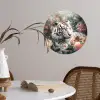 Tijger - Wilde dieren - Bloemen - Jungle Wandcirkel behangsticker klein -sfeer3