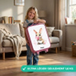 Bruin konijntje met roze bellen Kinderkoffer - Roze klein -sfeer2_FR