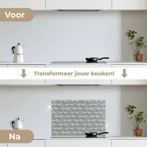 Grijs - Bogen - Patroon keuken achterwand spatscherm klein 900 -voor_na_NL