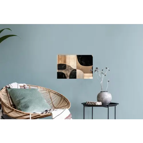 Abstract - Vlakken - Zwart - Rond Muursticker klein -plant