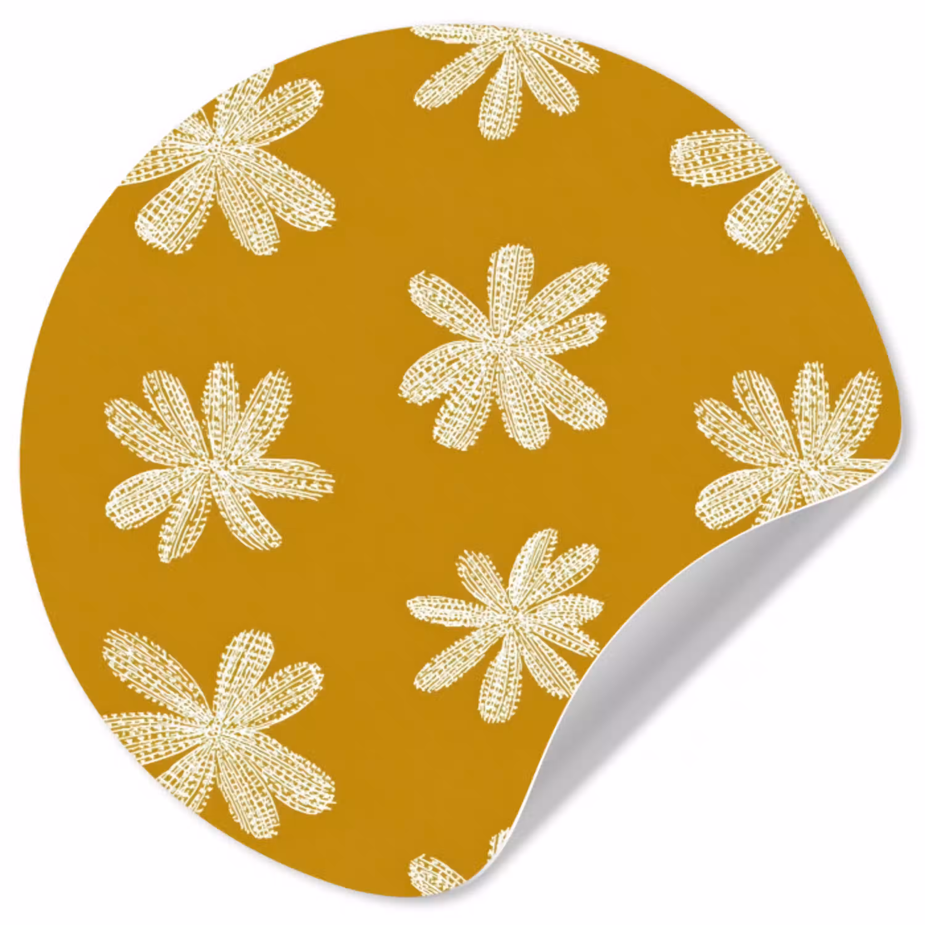 Bloem - Speels - Okergeel Wandcirkel behangsticker klein 186 -3d