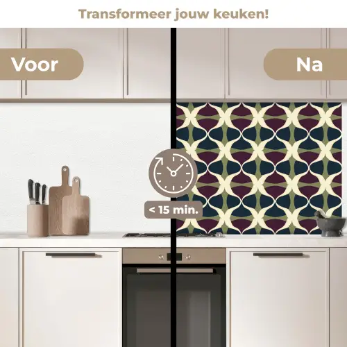 Abstract - Retro - Kleurrijk keuken achterwand 2 middel 871 -voor-na2_NL