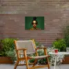 Vrouw - Groen - Modern - Bril - Abstract Tuinposter op houten frame 2 cm dik klein -sfeer3