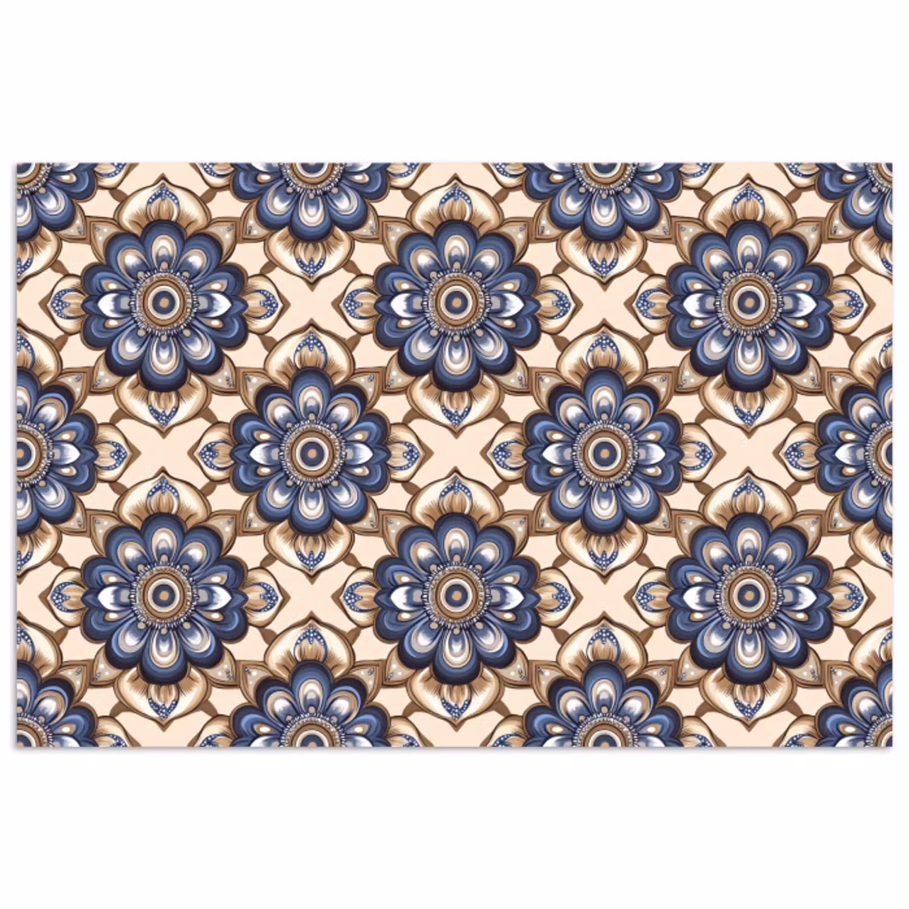 Floraal - Ornament - Blauw poster papier klein 62 -3d