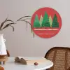 Minimalistisch - Kerstbomen - Rood - Sneeuw Akoestische PET Vilt - Rond klein -sfeer3