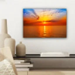 Zonsondergang - Zee - Lucht - Oranje - Horizon - Water canvas 2cm klein -sfeer6