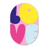 Love - Valentijn - Kleurrijk Wandcirkel Ovaal Glas middel -3d