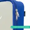 Vos en konijn omringd door groene blaadjes Kinderkoffer - Blauw klein -rits_FR
