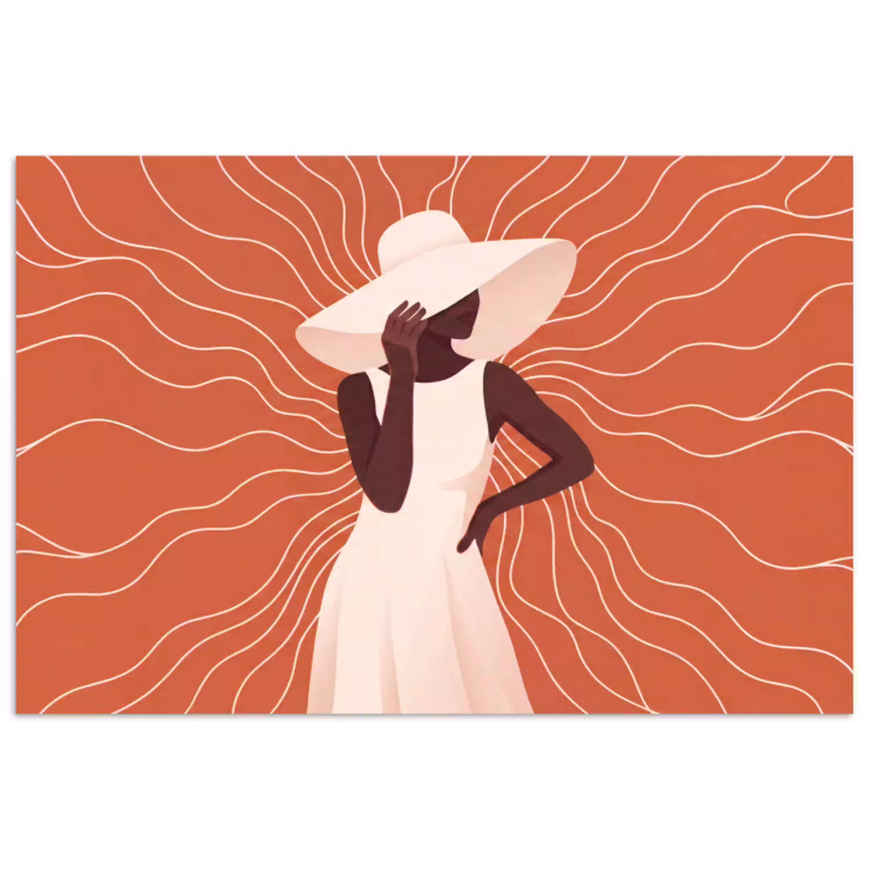 Vrouw - Hoed - Portret - Modern - Beige poster papier klein -3d