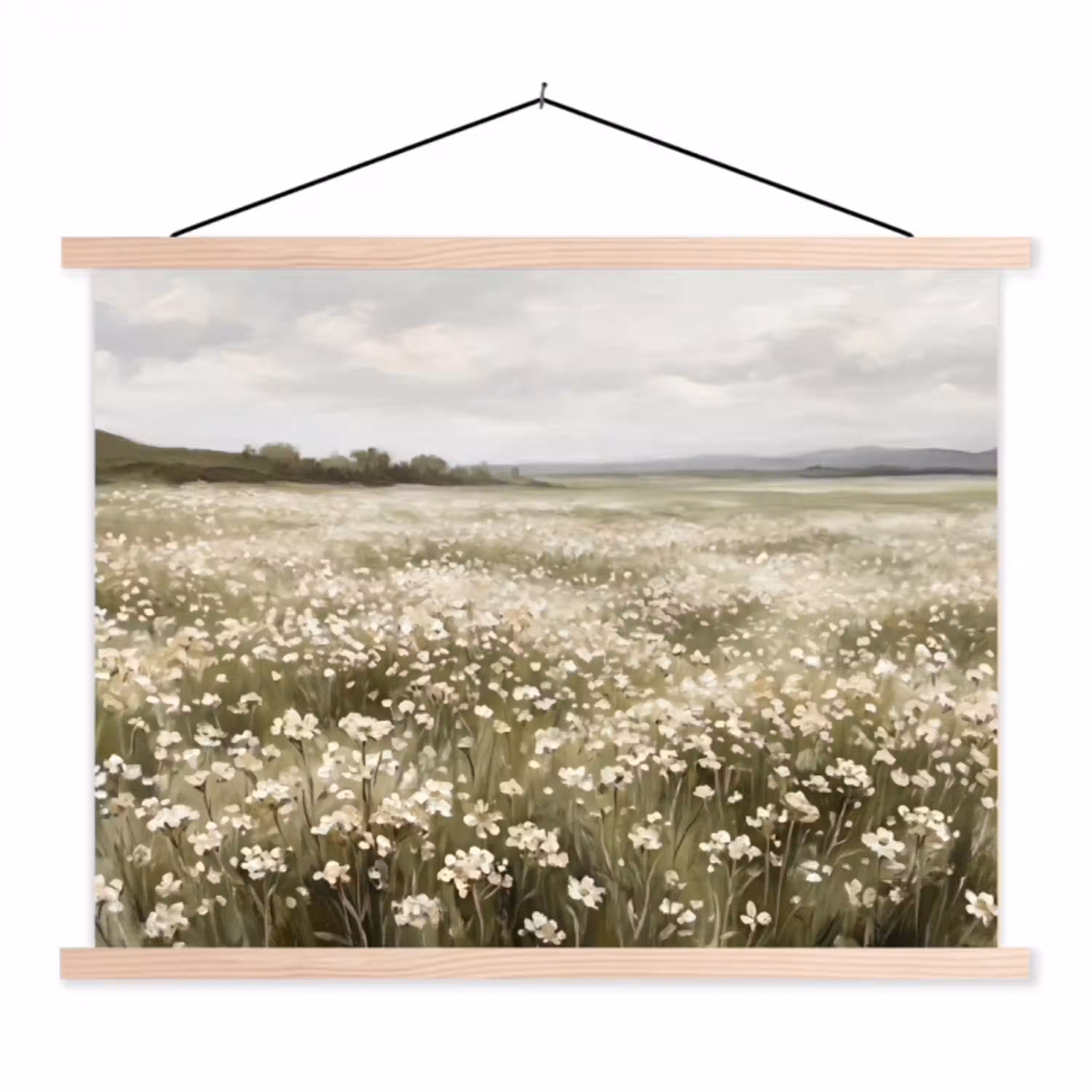 Illustratie - Landschap - Wit textielposter latten blank klein -3d