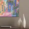 Geel - Blauw - Oranje - Huis PET vilt klein -sfeer6_closeup