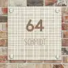 Beige raster - Modern Naambord Vierkant klein -sfeer2