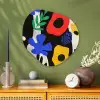 Bloemen - Bladeren - Abstract - Zwart Wandcirkel Organisch Plexiglas middel -sfeer2
