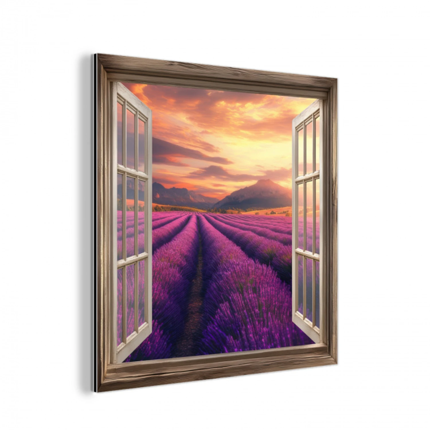 Doorkijk - Lavendel - Landschap - Bloemen - Paars aluminium wit klein -3d