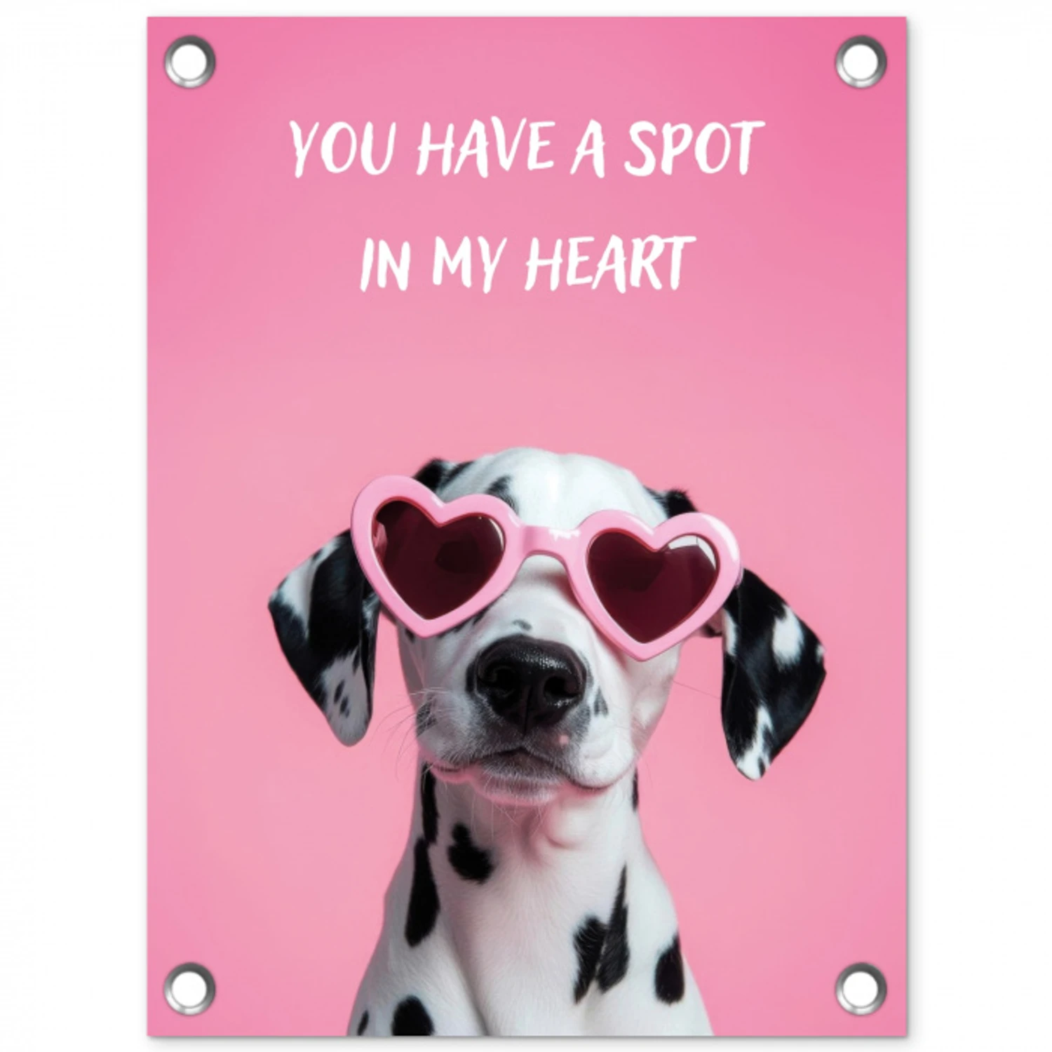 Hartjes - Hond - Valentijn - Roze tuinposter los doek klein -3d