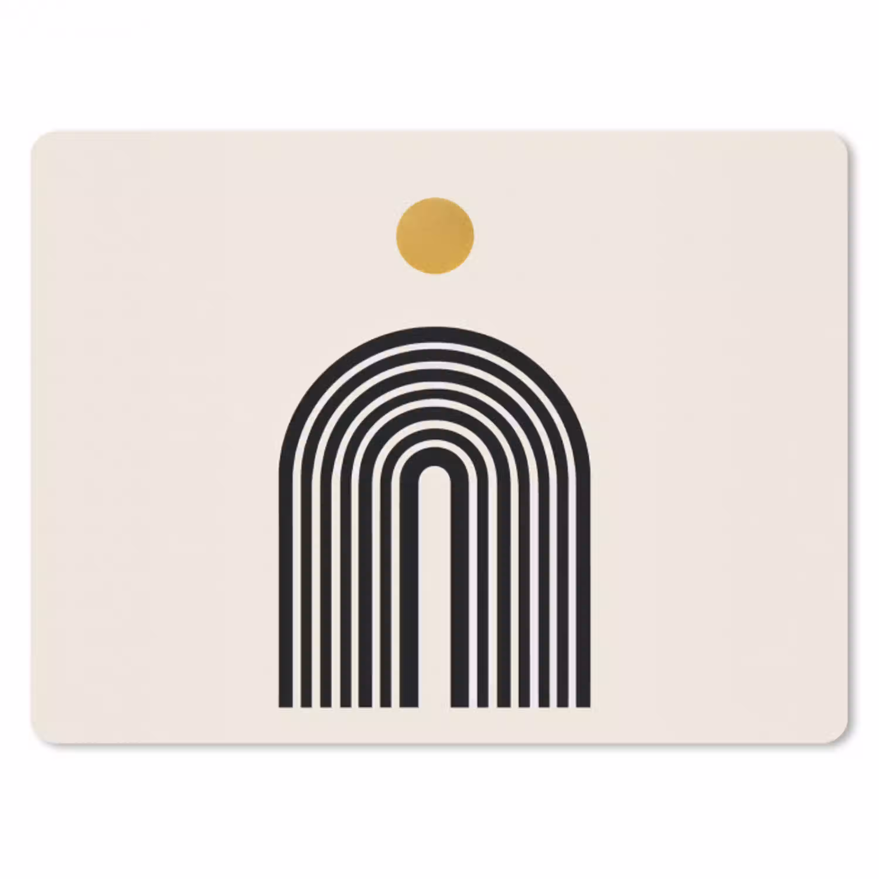 Minimalistisch - Zwarte boog - Gouden cirkel muismat rubber klein -3d