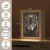 Dieren - Wolf - Portret - Zwart - Bruin Light Box met kabel (Tafellamp) klein -USP_NL