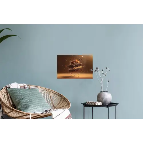 Taart - Chocolade - Eten - Brownie Muursticker klein -plant