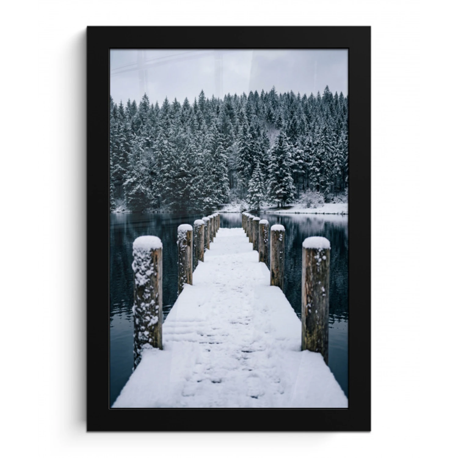 Steiger - Meer - Sneeuw - Bergen - Rustgevend fotolijst zwart zonder passe partout klein -3d
