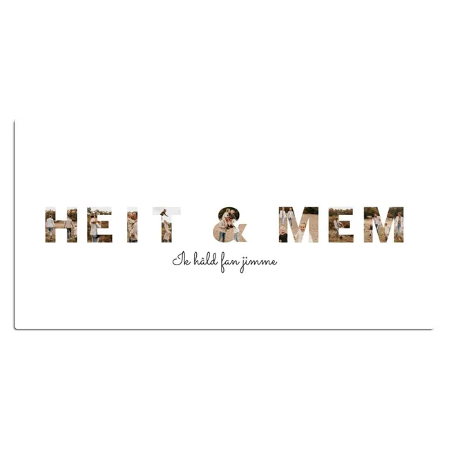 Gepersonaliseerde bureau onderlegger - Heit & Mem - Lettercollage
