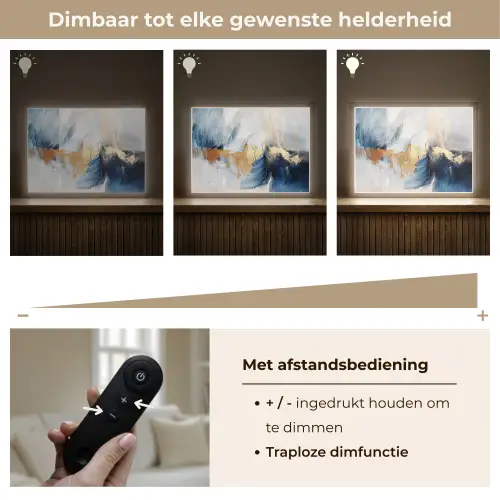 Goud - Blauw - Verf - Kunst - Modern Light Box met batterij (Wandlamp) middel -USP_dimbaarNL