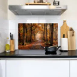 Bospad - Herfstbos - Bladeren - Oranje - Nostalgisch Inductie beschemer met haakjes klein -sfeer2