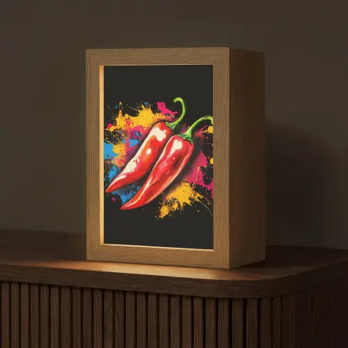 Peper - Graffiti - Verf - Abstract - Modern - Kleurrijk Light Box met kabel (Tafellamp) klein -z3d_website