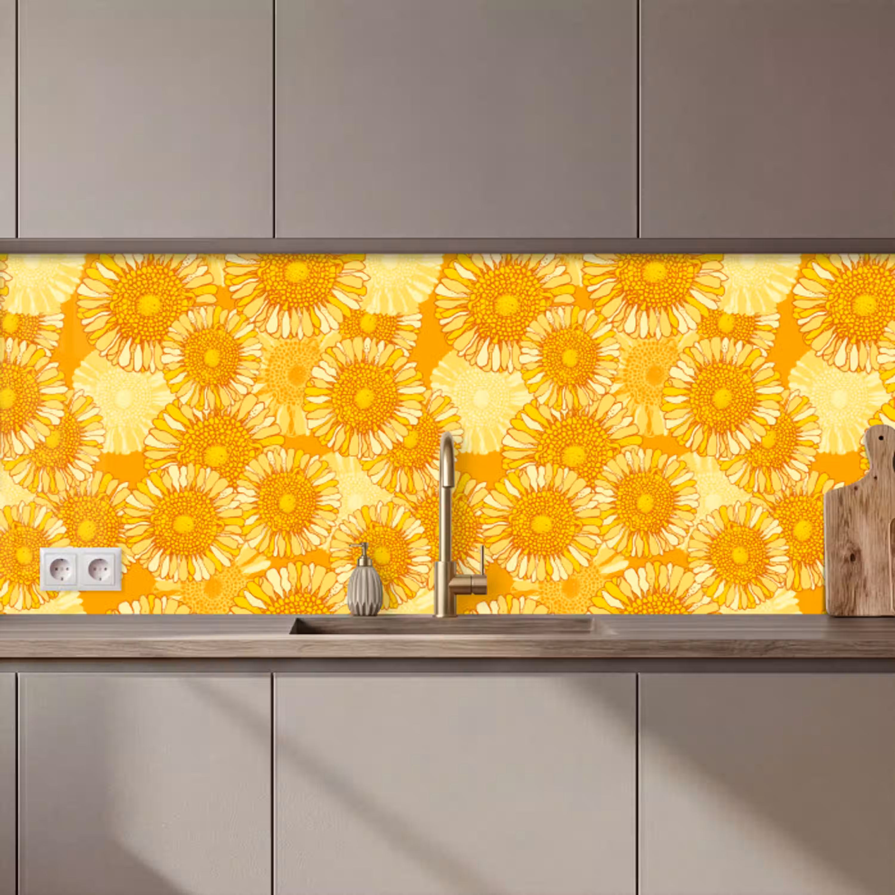Zonnebloem - Zomer - Patronen - Bloemen keuken achterwand 2 middel 871 zz_3dshopping
