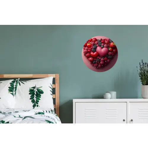 Fruit - Hartjes - Aardbeien - Frambozen - Bosbessen Wandcirkel aluminium klein -slaapkamer