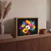 Bloemen - Kleurrijk - Graffiti - Modern - Boeket Light Box met batterij (Wandlamp) middel -sfeer2