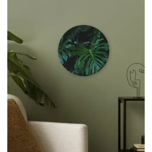 Monstera -  Inductie beschermer - Bladeren - Tropical - Afdekplaat voor kookplaat Wandcirkel plexiglas klein -sfeer3