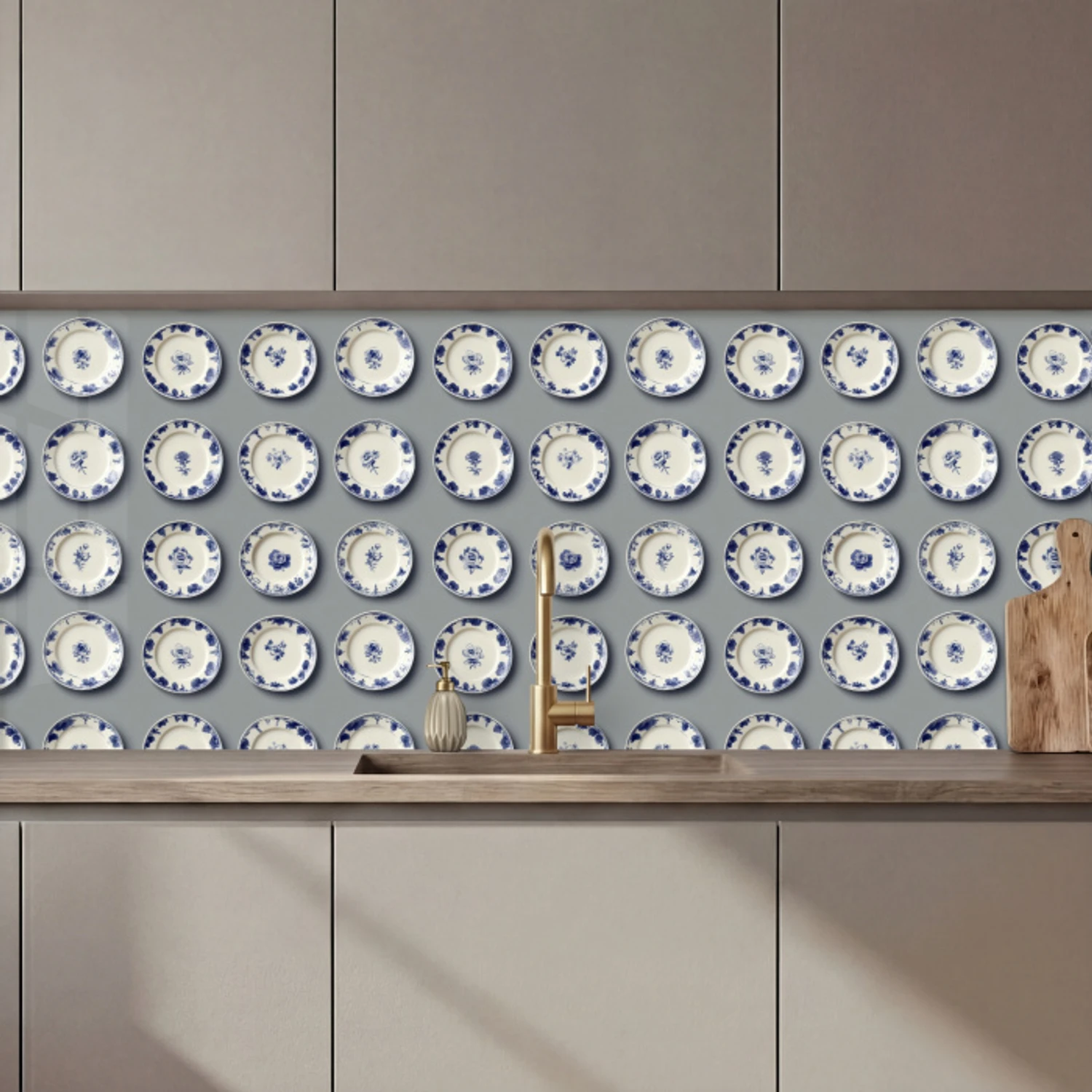 Kitchen splashback - Signs - Flowers - Blue - White | Kitchenyeah.co.uk