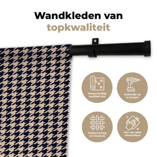 Plaid - Patroon - Ruit - Donkerblauw Wandkleed katoen klein 269 -sfeer2