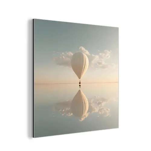 Luchtballon - Wolken - Water - Blauw aluminium wit klein -3d