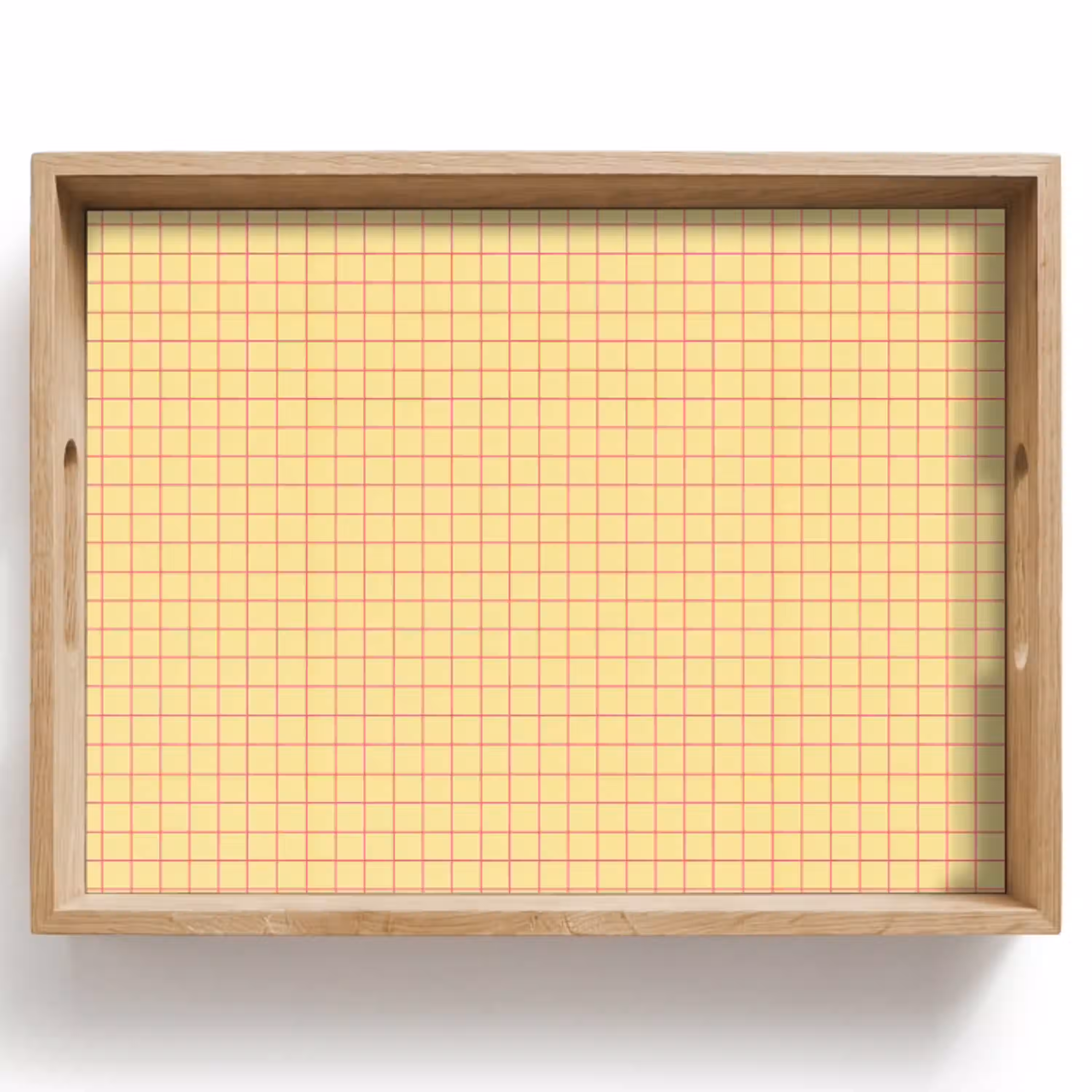 Ruitjes - Grid - Minimalistisch - Geel - Roze Dienblad Rechthoek middel 911 -z3d_shopping