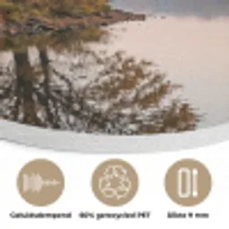 Bomen - Reflectie - Water - Zonsopgang - Serene Akoestische PET Vilt - Rond klein -closeup_NL