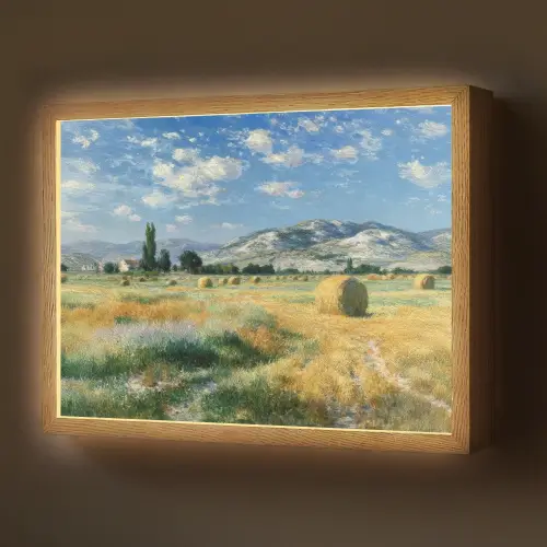 Landschap - Strobalen - Bergen - Wolken Light Box met batterij (Wandlamp) middel -z3d_website