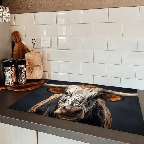 Stier - Kleurrijk - Hoorns Inductie beschermer vinyl 3mm klein -sfeer3