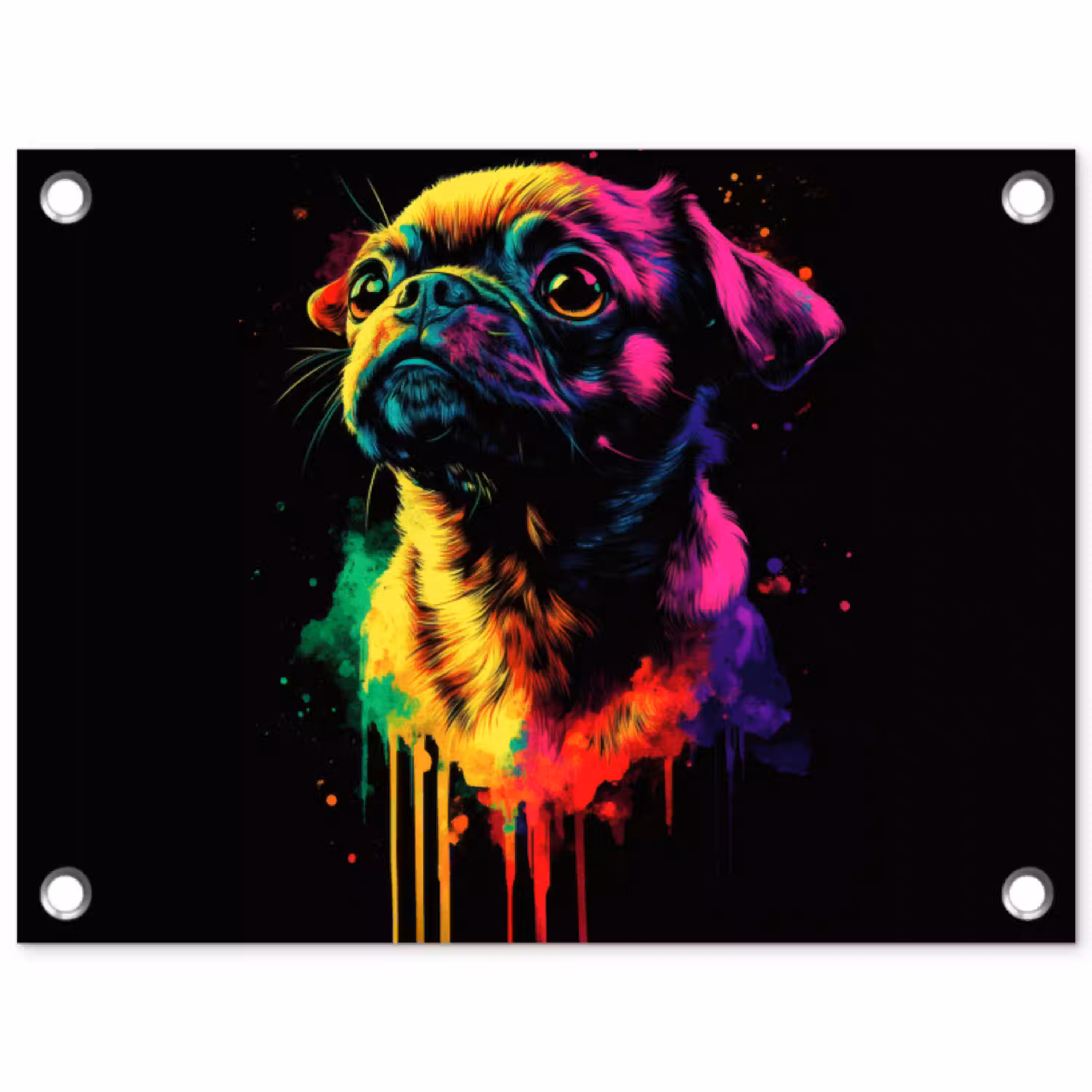 Puck - Hond - Verf - Kleuren tuinposter los doek klein -3d