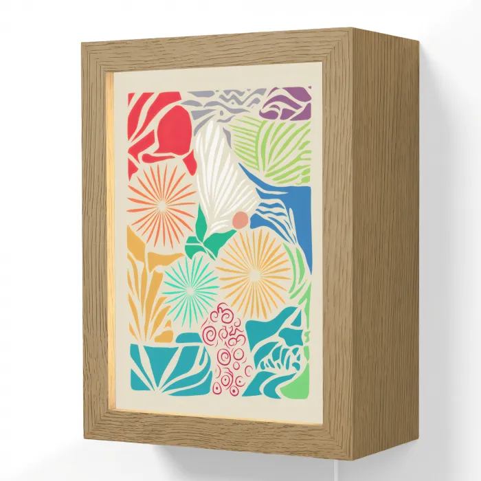 Kleurrijk - Abstract - Bloemen - Patronen Light Box met kabel (Wandlamp) klein -3d