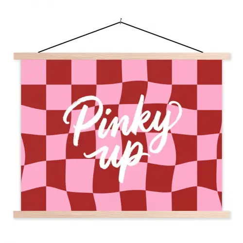 Pinky up - Geblokt - Bordeauxrood textielposter latten blank klein -3d