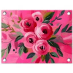 Bloemen - Verf - Roze tuinposter los doek klein -3d