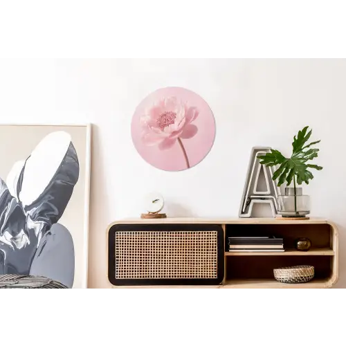 Bloem - Pioenroos - Roze Wandcirkel aluminium klein -kantoor