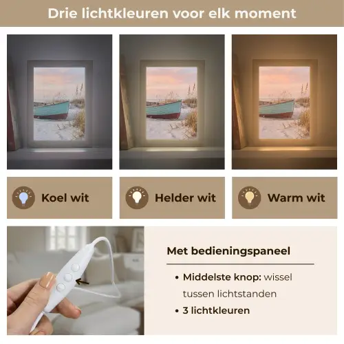 Rustiek - Roeiboot - Zandstrand Light Box met kabel (Tafellamp) klein -USP_lichtkleurNL