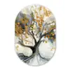 Boom - Modern - Abstract - Goud - Zwart - Wit Wandcirkel Ovaal Forex klein -3d